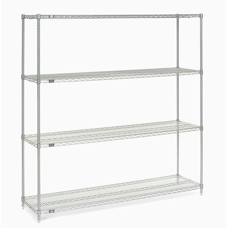 Nexel 5 Tier Stainless Steel Wire Shelving Starter Unit, 72W x 18D x 74H 18727S5
